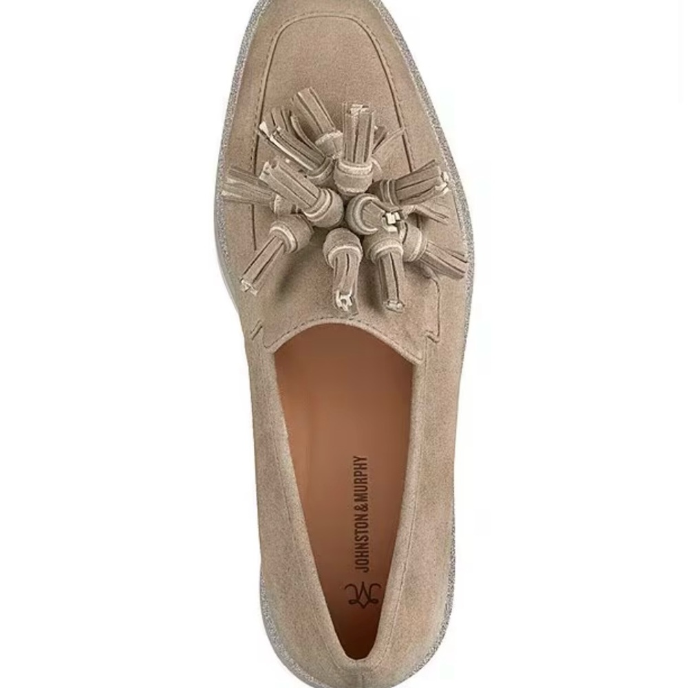Taupe Suede Loafers with Tassels